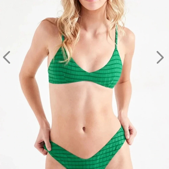 NWT OneOne Swimwear Bikini SETPINE Green Emerald Lara Heidi Cheeky NEW Medium - Picture 2 of 6